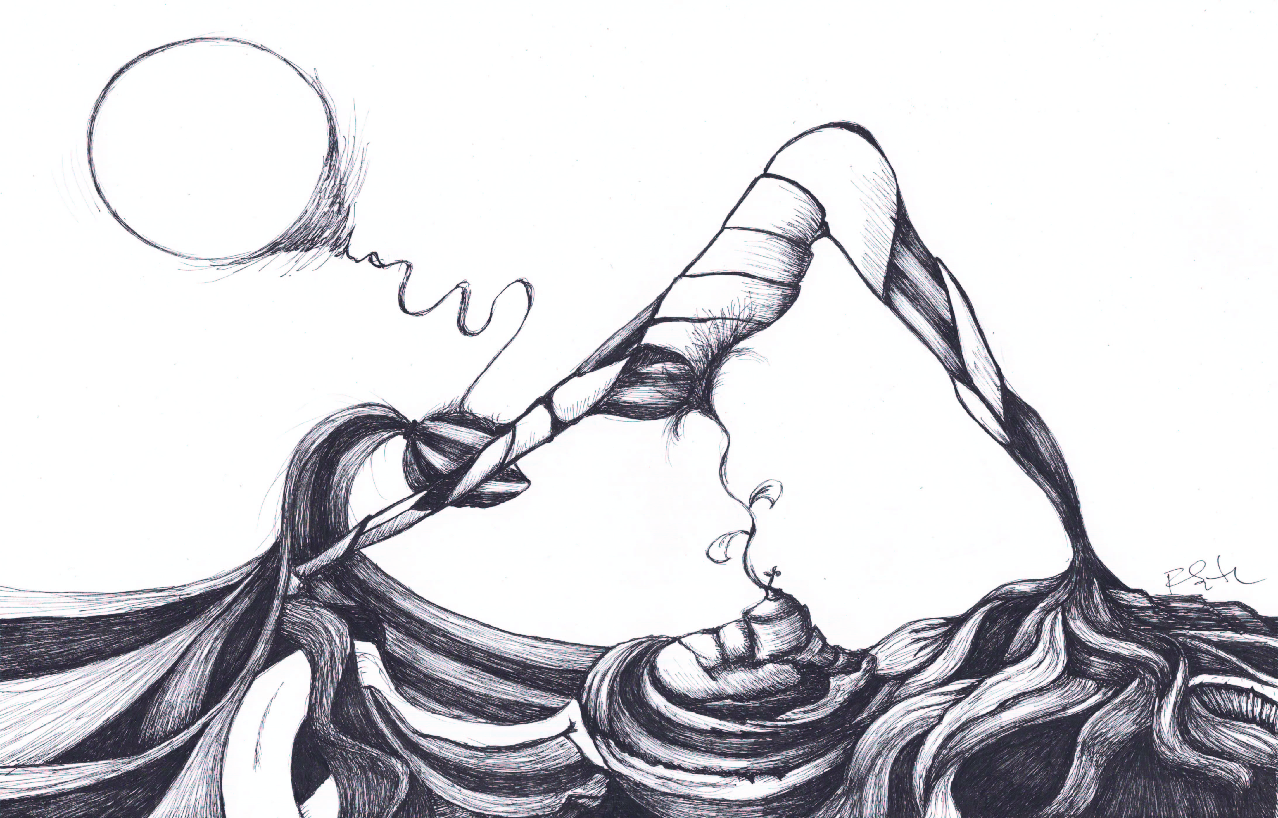 Adho Mukha Svanasana Downward Dog - hand drawn ink art print