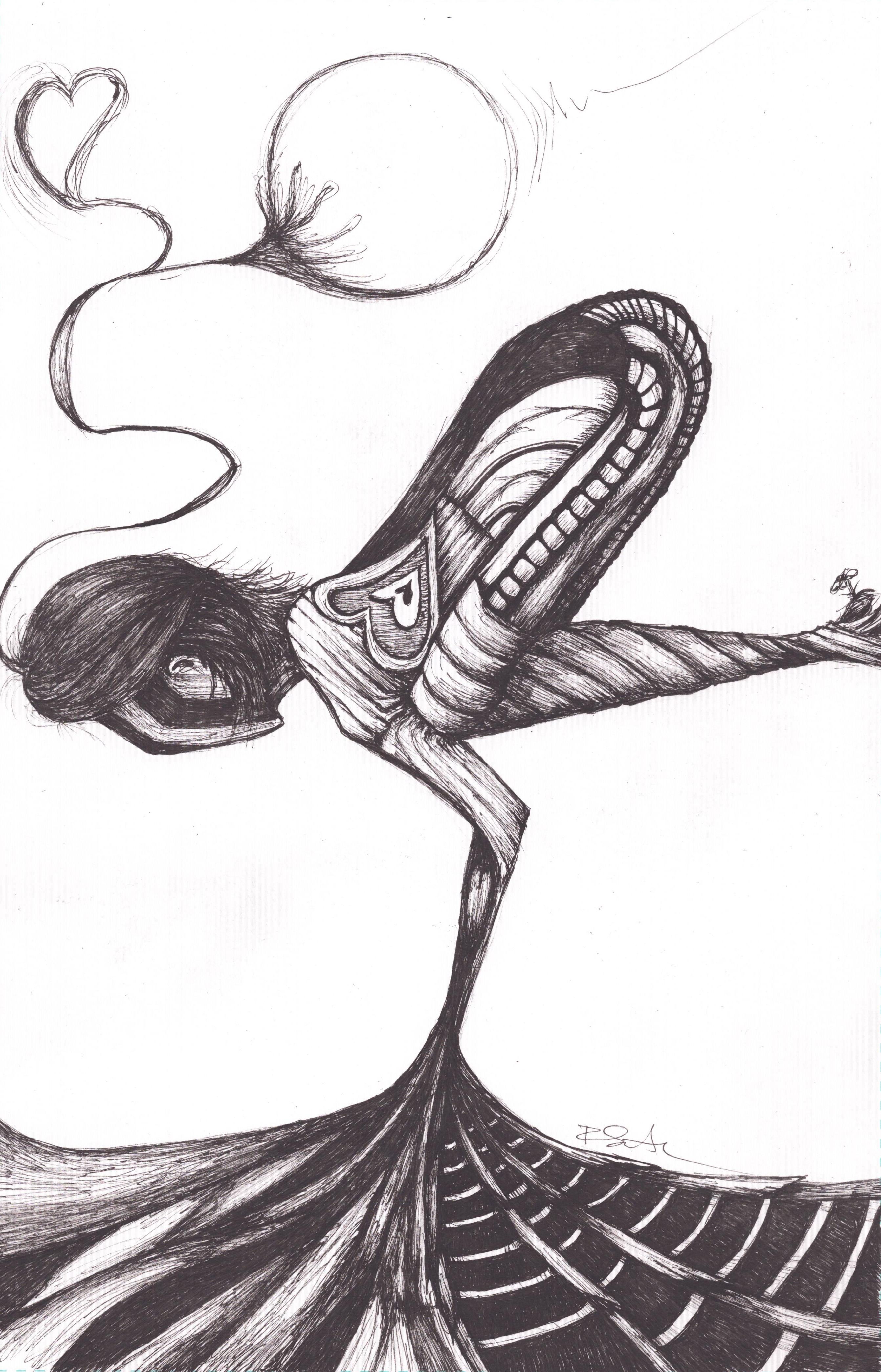 Bakasana Crow Pose - hand drawn ink art print